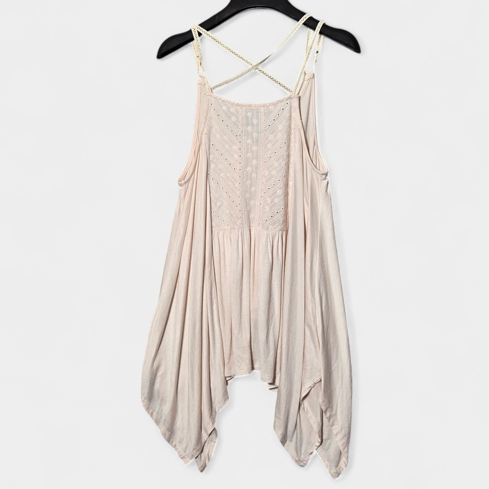 Onetheland Handkerchief Hem Strappy Top Pink M Flowy Boho Feminine Festival